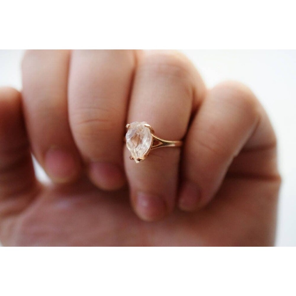 14k Rose Gold Ring Raw Stone Ring Rough Diamond Ring Wedding Band Unique Engagem